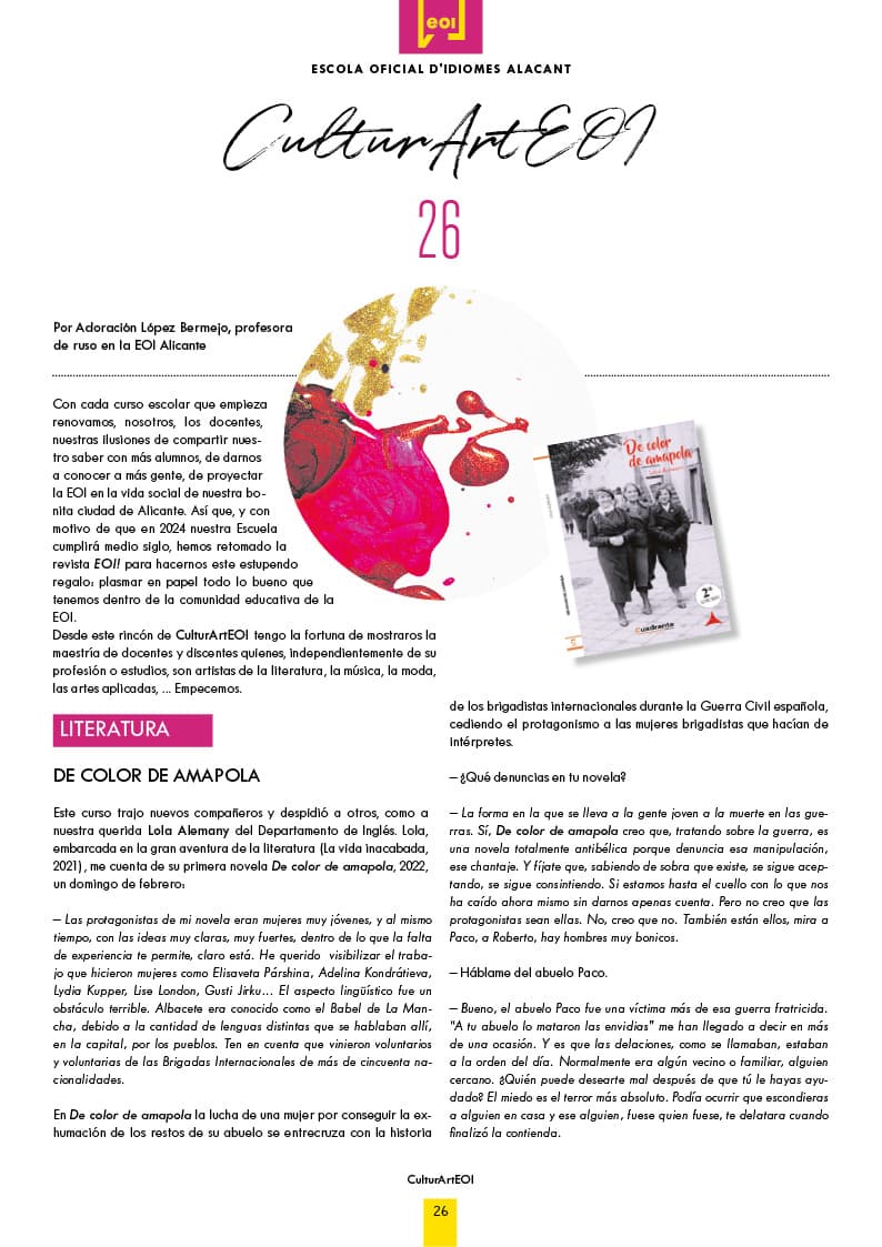 Entrevista en la Revista de la EOI Alicante página 1